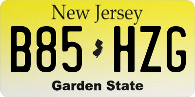 NJ license plate B85HZG