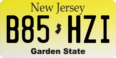 NJ license plate B85HZI
