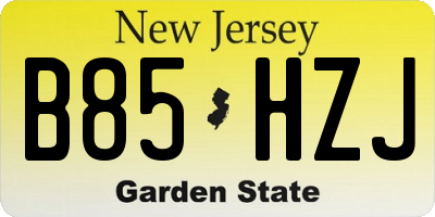 NJ license plate B85HZJ