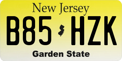 NJ license plate B85HZK