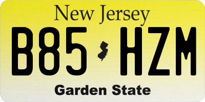 NJ license plate B85HZM