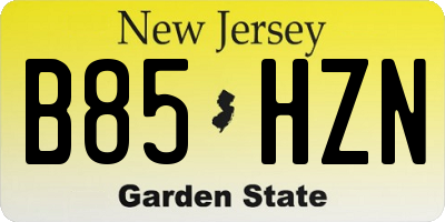 NJ license plate B85HZN
