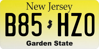 NJ license plate B85HZO