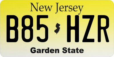 NJ license plate B85HZR