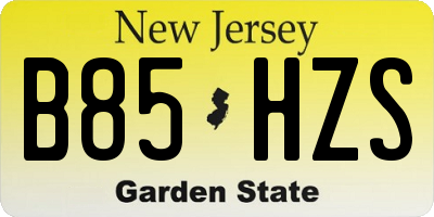 NJ license plate B85HZS