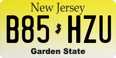 NJ license plate B85HZU