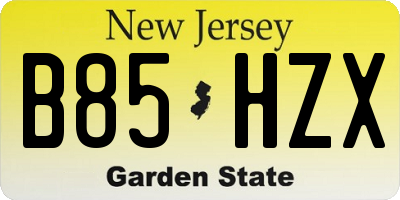 NJ license plate B85HZX