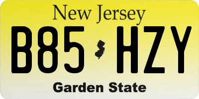 NJ license plate B85HZY