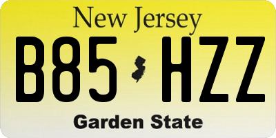 NJ license plate B85HZZ