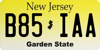 NJ license plate B85IAA
