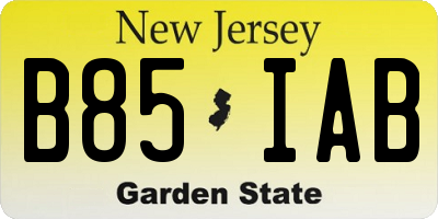 NJ license plate B85IAB