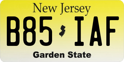 NJ license plate B85IAF