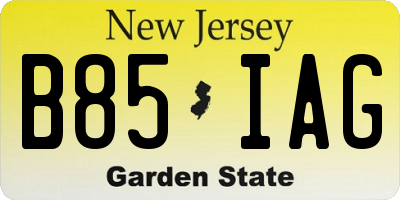 NJ license plate B85IAG