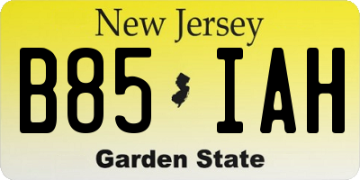 NJ license plate B85IAH