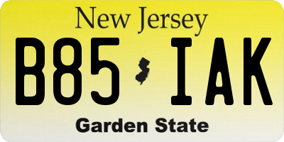 NJ license plate B85IAK
