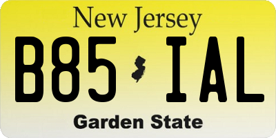 NJ license plate B85IAL