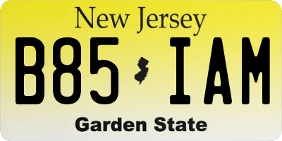 NJ license plate B85IAM