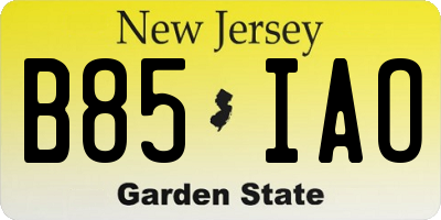 NJ license plate B85IAO
