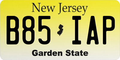 NJ license plate B85IAP