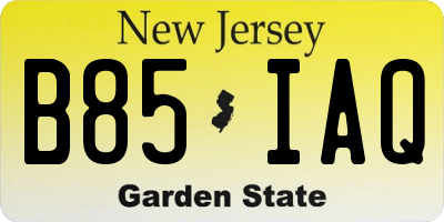 NJ license plate B85IAQ