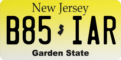 NJ license plate B85IAR