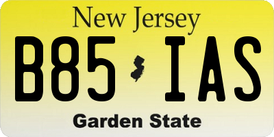 NJ license plate B85IAS