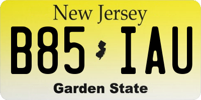 NJ license plate B85IAU