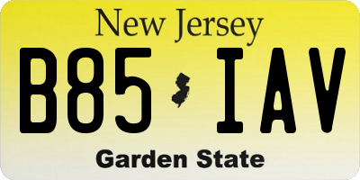 NJ license plate B85IAV