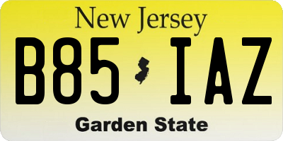 NJ license plate B85IAZ