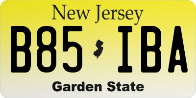 NJ license plate B85IBA