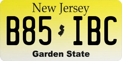 NJ license plate B85IBC