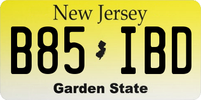 NJ license plate B85IBD