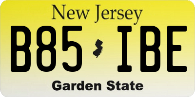 NJ license plate B85IBE