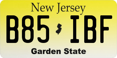 NJ license plate B85IBF