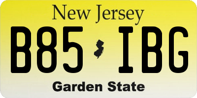 NJ license plate B85IBG