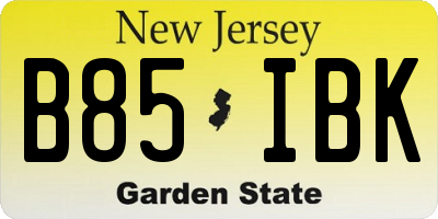 NJ license plate B85IBK