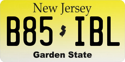 NJ license plate B85IBL
