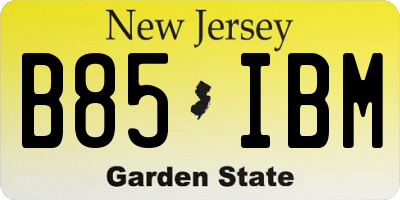 NJ license plate B85IBM