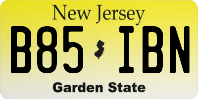 NJ license plate B85IBN