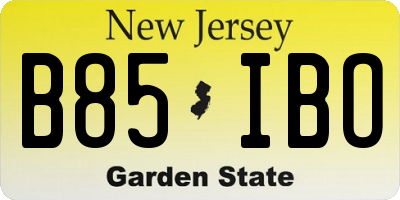 NJ license plate B85IBO
