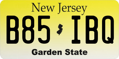 NJ license plate B85IBQ