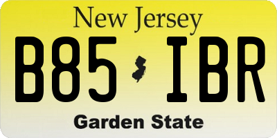 NJ license plate B85IBR