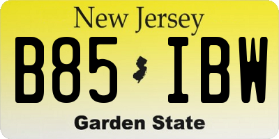 NJ license plate B85IBW