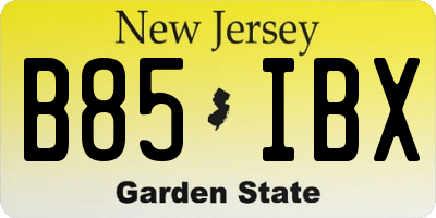 NJ license plate B85IBX