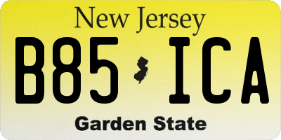 NJ license plate B85ICA