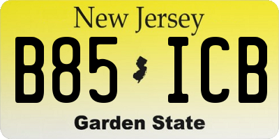 NJ license plate B85ICB