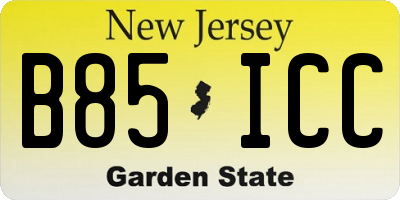 NJ license plate B85ICC