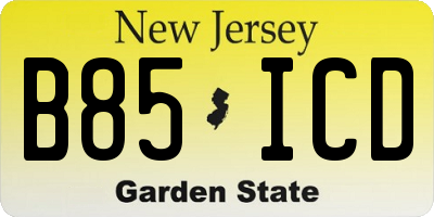 NJ license plate B85ICD