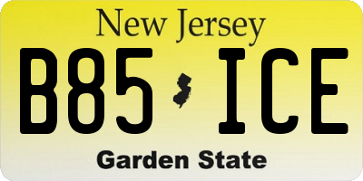 NJ license plate B85ICE