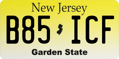 NJ license plate B85ICF